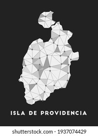Isla de Providencia - communication network map of island. Isla de Providencia trendy geometric design on dark background. Technology, internet, network, telecommunication concept.