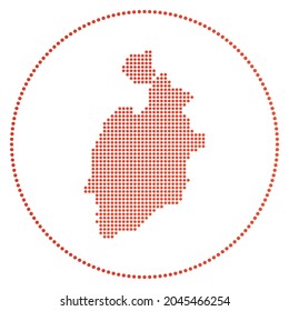 Isla de Providencia digital badge. Dotted style map of Isla de Providencia in circle. Tech icon of the island with gradiented dots. Superb vector illustration.