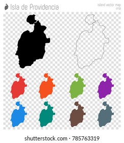 Isla de Providencia high detailed map. Island silhouette icon. Isolated Isla de Providencia black map outline. Vector illustration.