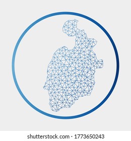 Isla de Providencia icon. Network map of the island. Round Isla de Providencia sign with gradient ring. Technology, internet, network, telecommunication concept. Vector illustration.