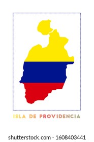 Isla de Providencia Logo. Map of Isla de Providencia with island name and flag. Awesome vector illustration.
