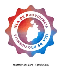 Isla de Providencia low poly logo. Colorful gradient travel logo of the island in geometric style. Multicolored polygonal Isla de Providencia rounded sign with map for your infographics.