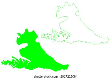 Isla Grande de Tierra del Fuego Insel (Argentinische Republik, Republik Chile, Süd- und Lateinamerika) Karte, Vektorgrafik, Skizzenkarte