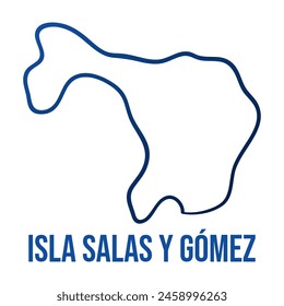 Isla Salas y Gómez , Chilean island simplified blue gradient outline map