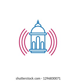 Islam, adhan call 2 colored line icon. Simple blue and red element illustration. Islam, adhan call concept outline symbol design from Islam set