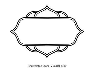 Islam Arabic border frame line art ornamental. Islamic arch windows oriental shape vector illustration. Ornate Muslim ornament decoration Suitable for Muslim festivals, Ramadan Kareem, Eid Mubarak