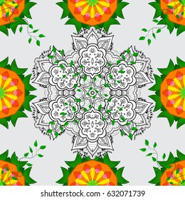 Islam, Arabic, Indian, ottoman motifs on a white background. Flower Mandala seamless pattern. Vector Ethnic Oriental Circle Ornament.