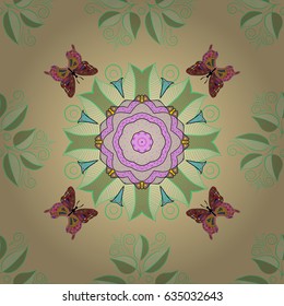 Islam, Arabic, Indian, ottoman motifs on a blue background. Flower Mandala seamless pattern. Vector Ethnic Oriental Circle Ornament.