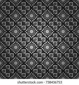 Islam, Arabic, Indian, ottoman motifs. Seamless pattern tile. Vintage vector decorative elements in black, white and gray tones. Perfect for printing on fabric or paper.