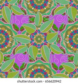Islam, Arabic, Indian, Turkish, Pakistan. Invitation Card, Scrapbooking. Decorative Indian Round Mandala on a colorful background. Christmas Card Mandala Design. Colored over. Vintage pattern.