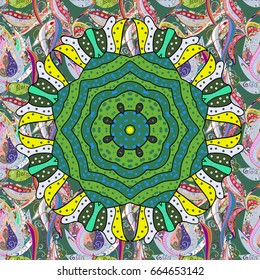 Islam, Arabic, Indian, turkish, pakistan, chinese, ottoman motifs. Vintage decorative elements. Abstract Mandala. Oriental colored pattern on background. Vector illustration.