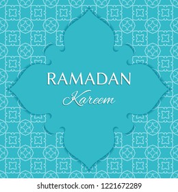 Islam arabic muslim background, seamless line pattern with place for text. Celebration card for Eid Ul Adha festival, Ramadan Kareem decoration,holiday template. Arabesque decor. Islamic greeting card