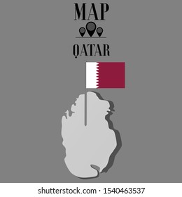 Islam and Arabic Qatar outline world map silhouette vector illustration, creative design background, national country flag, objects, element, symbols from countries all continents set. 