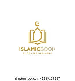 Islam book arabic education mosque logo design icon vector