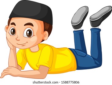 Islam boy on isolated background illustration