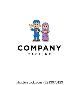 islam Children Moeslim logo vector mascot template