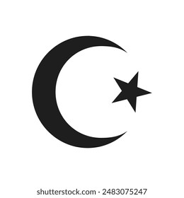 Islam Crescent Moon Star Religious Symbol Isolated Vector Illustration