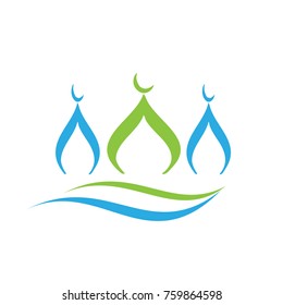 Islam dome Icon . Flat simple Blue pictogram in a circle. Illustration symbol