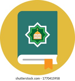 The Islam Education subject on the book icon flat style eps 10 for web design