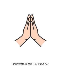 Islam Forgive hand symbol. Simple monoline icon style for muslim ramadan and eid al fitr celebration.