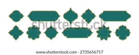 Islam Frame Shape Design. Ramadan Vintage Pattern. Elegant Muslim Architectural Vector Elements with Golden Accents for Festive Celebrations