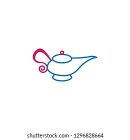 Icono de la línea de color Islam, luz de genio 2. Simple ilustración de elementos azul y rojo. El Islam, el concepto de la lámpara genie, el diseño de símbolos de la lista islámica