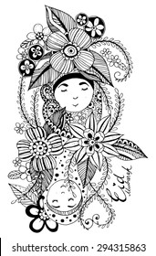Islam Girl with Flower Vector
