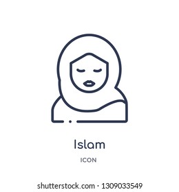 islam icon from religion outline collection. Thin line islam icon isolated on white background.