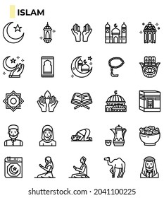 Islam icon set for religion website, presentation, book.