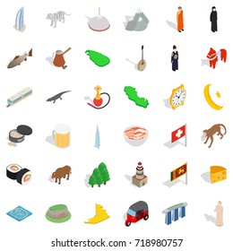 Islam icons set. Isometric style of 36 islam vector icons for web isolated on white background
