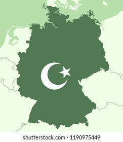 Islam and islamic religion in Germany - muslims in the country. Religion and religious believers in the European state. Vector illustration