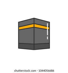 Islam kaaba. Simple monoline icon style for muslim ramadan, hajj and eid al fitr celebration.