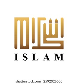 Islam Kufic Calligraphy logo design. Islam Vector logo. Kufic logo design.