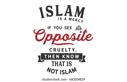 Islam is a mercy. If you see its opposite, cruelty, Then know that is not Islam.
