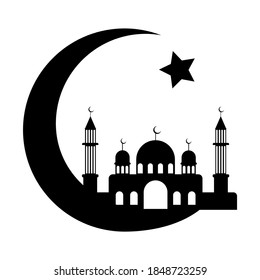 Islam month with a star and a mosque. Vector image, eps 10