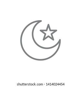 Islam, moon, star symbol vector icon. Spiritual concept vector illustration.