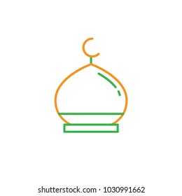 Islam mosque dome. Simple monoline icon style for muslim ramadan and eid al fitr celebration.