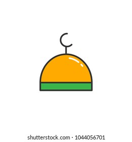 Islam mosque dome. Simple monoline icon style for muslim ramadan and eid al fitr celebration.