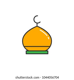 Islam mosque dome. Simple monoline icon style for muslim ramadan and eid al fitr celebration.