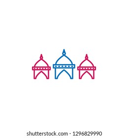 Islam, mosque domes 2 colored line icon. Simple blue and red element illustration. Islam, mosque domes concept outline symbol design from Islam set