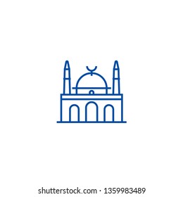 Islam mosque line icon concept. Islam mosque flat  vector symbol, sign, outline illustration.
