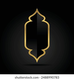Islam mezquita ventanas y arcos Ilustración vectorial. Abstractas aislado de marcos de oro con una sombra en diferentes Formas sobre fondo negro
