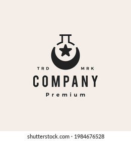 islam muslim crescent star lab moon hipster vintage logo vector icon illustration