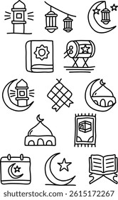 Islam - muslim , Islamic , Ramadan , Arabian , Religions hand drawn icon set