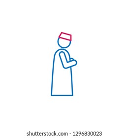 Islam, muslim praying 2 colored line icon. Simple blue and red element illustration. Islam, muslim praying concept outline symbol design from Islam set