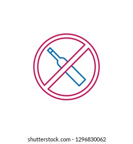 Islam, no drinking 2 colored line icon. Simple blue and red element illustration. Islam, no drinking concept outline symbol design from Islam set