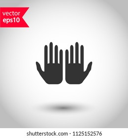 Islam pray hands icon. Medicine gloves vector icon. Muslim pray hands icon. Studio background. EPS 10 vector sign.