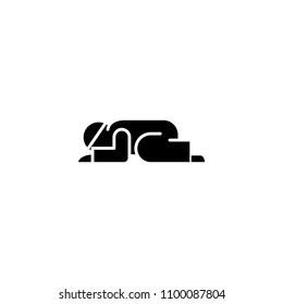 Islam prayer black icon concept. Islam prayer flat  vector symbol, sign, illustration.
