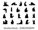 Islam Praying Silhouette Element Set