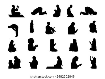 Islam betend Silhouette Element Set